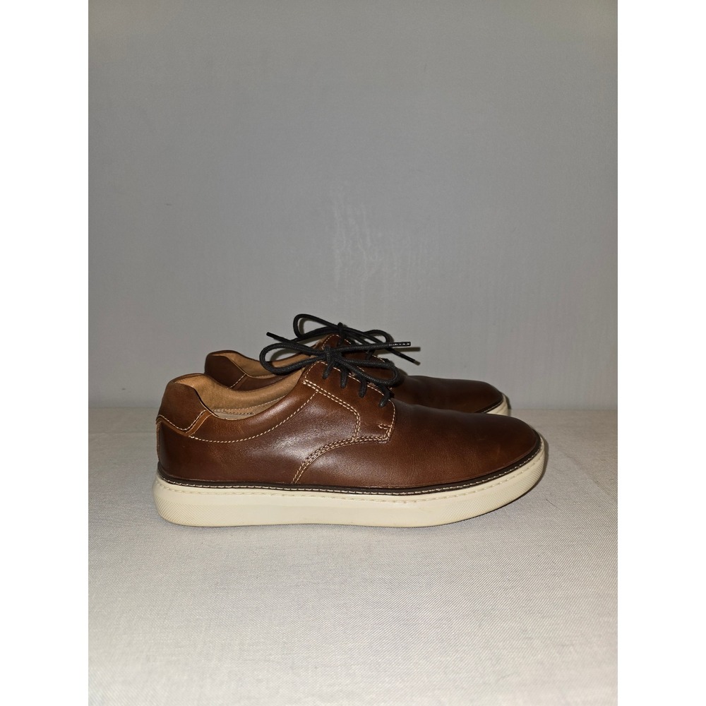 Johnston & Murphy Mens McGuffey Plain Toe Brown Leather Sneakers 9M Excellent